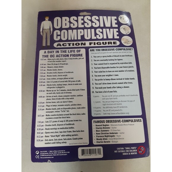 Obsessive Compulsive Action Figure MOC 2005 Face Mask & Moist Towelette NIP - Picture 4 of 9